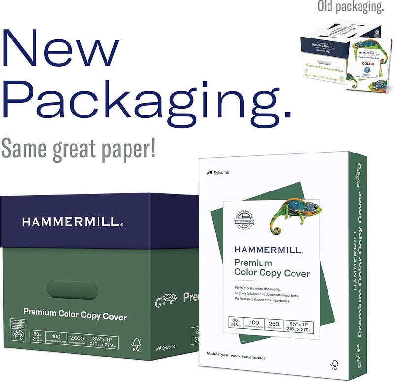 Hammermill ورق كاردستوك، نسخ ملون ممتاز، 80 رطل، 8.5 × 11 - عبوة واحدة (250 ورقة) - 100 سطوع، مصنوع في الولايات المتحدة الأمريكية - Image 2